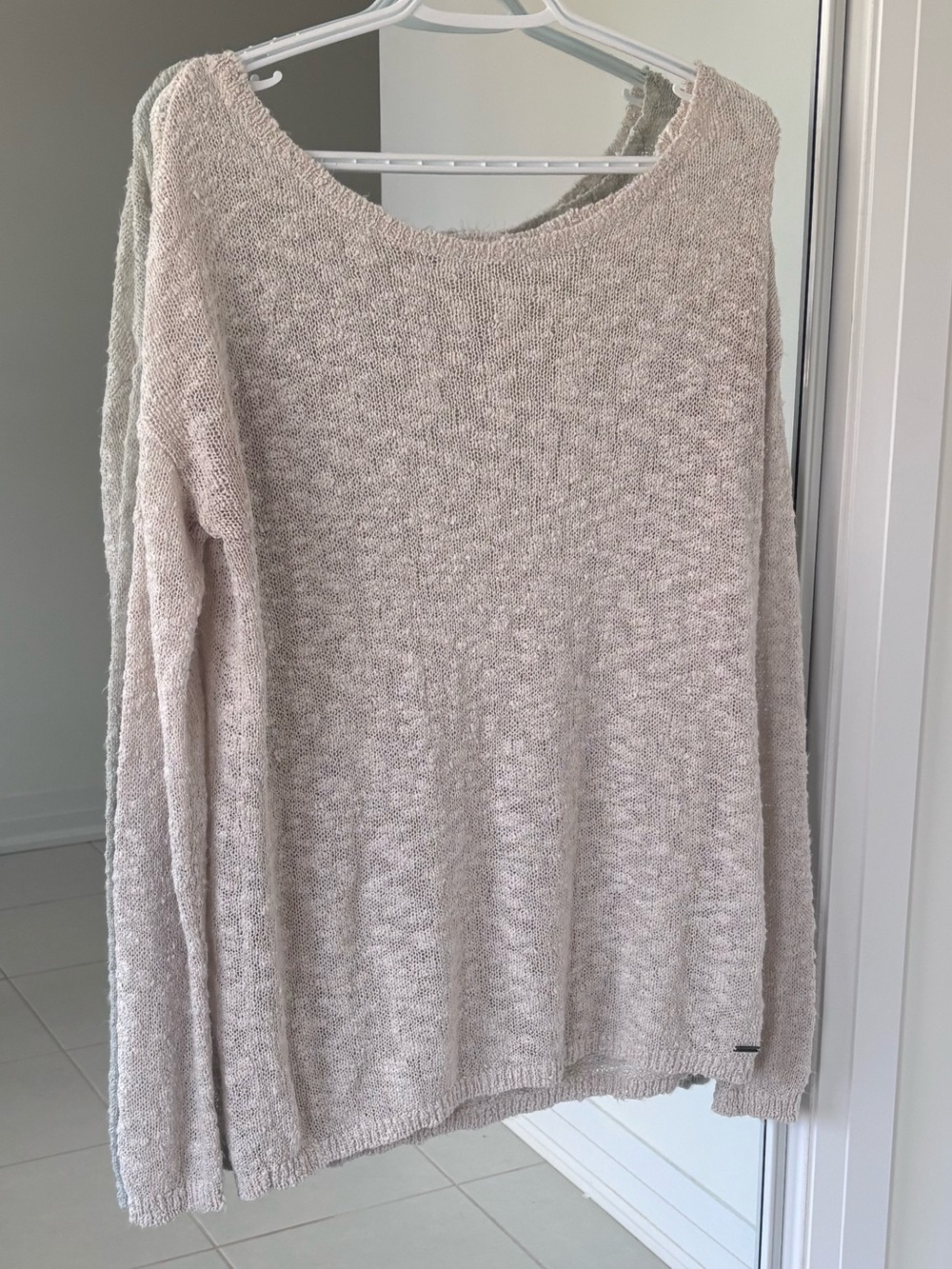 Garage Crew Neck Knit Sweater with Relaxed Fit in Cream/Beige